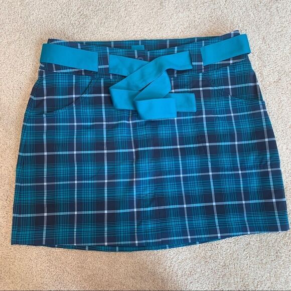 Nike golf blue plaid check skirt Sz 10 NWOT belted pockets - Picture 3 of 11